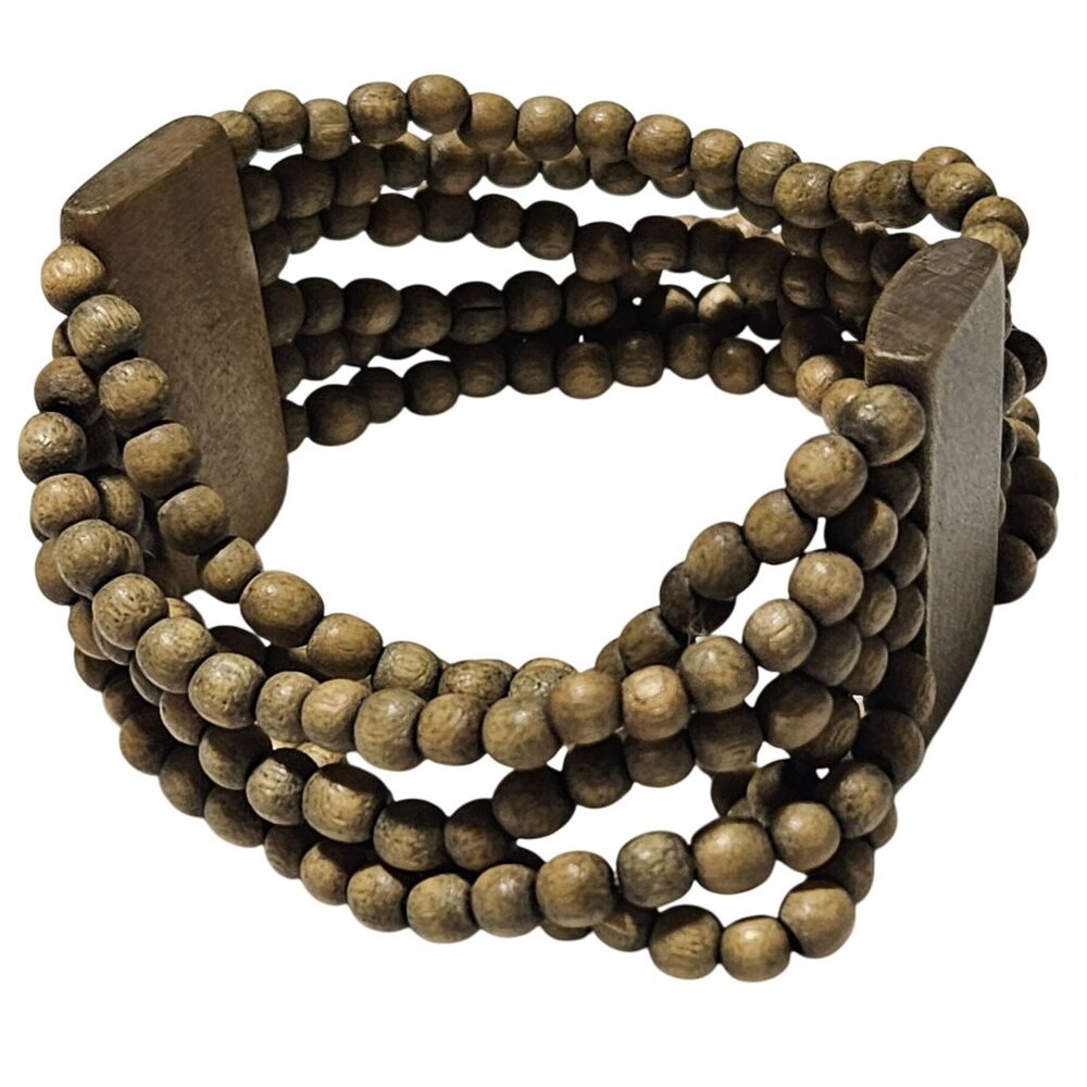 Boho Wooden Beaded Stretch Bracelet Multi-Strand Design Fashion Jewelry Women